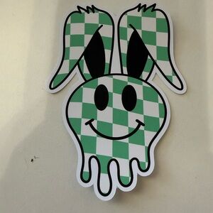 Green checkered print bunny ears card stock car freshie‎
